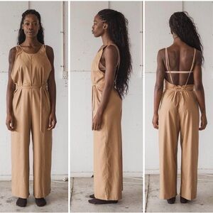 BASERANGE Otay Wild Silk Jumpsuit Tan size Small